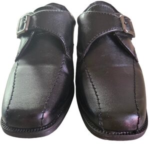 Black Leather Buckle Loafers